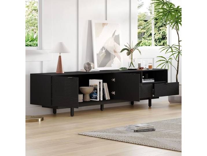 Meuble TV 200x40x51 cm pour TV jusqu'à 90 pouces noir