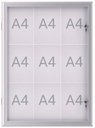 Maul Schaukasten MAULexcite Verwendung für Papierformat: 9 x DIN A4 regengeschützter Außenbereich 6653908 Aluminium Silber 1St.