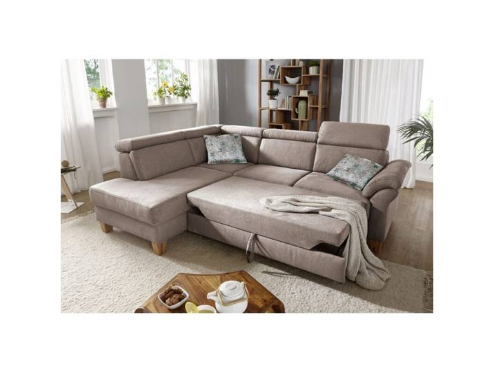 Sit&amp;More Arngast Ecksofa mit optionalem Funktionspaket - Microfaser Toro 38 steelgrau - manuelle Kopfteilverstellung &amp; Schlaffunktion - links ohne Funktion, manuelle Kopfteilverstellung, Schlaffunktion Modern