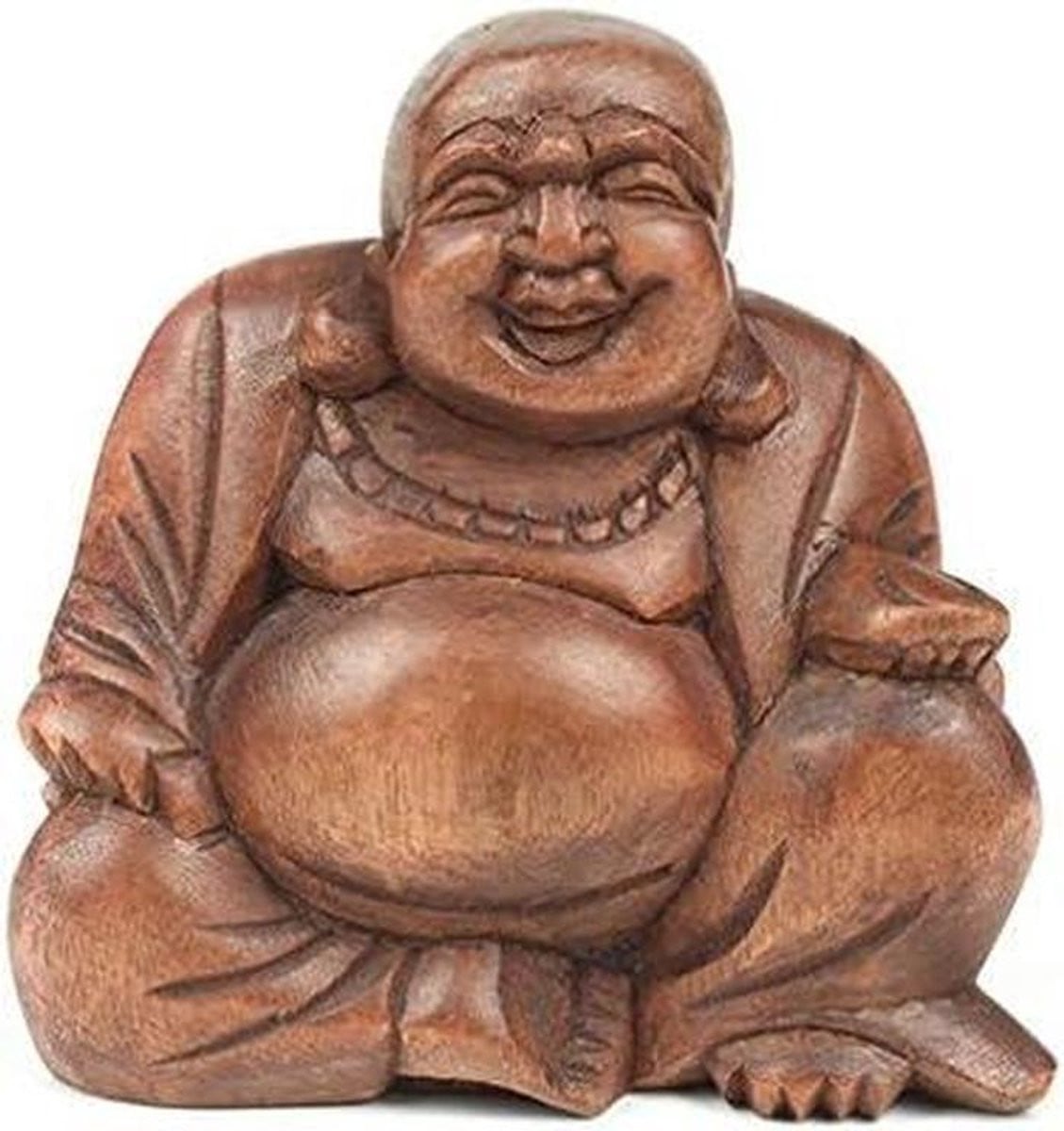 Handgesneden Lachende Boeddha Boeddhabeeldje Decoratie voor in huis, Brons, Hoogte: 13 cm
