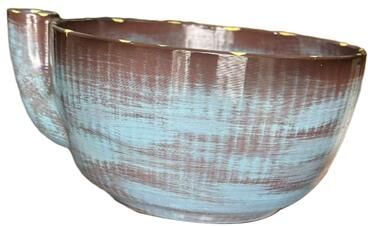 KitchenNation Stoneware Vortex Fruit Washing Bowl Self Rinsing Berry Washing Bowl & Rinse Colander blue Brown
