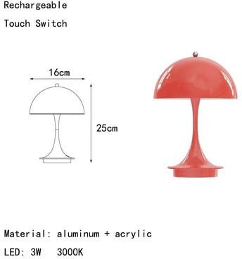 Uplift Picks Rechargeable Nordic Aluminum Acrylic Table Lamp For Modern Ambient Home Lighting red