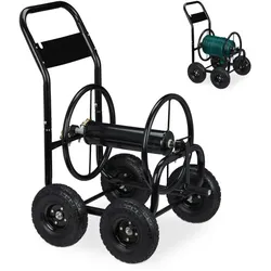 Relaxdays Schlauchwagen Metall schwarz Schwarz