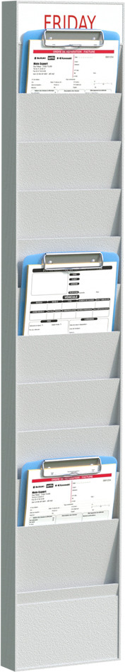 Paperflow Wandplanner voor kantoor, 10 vakken, A5, Grijs