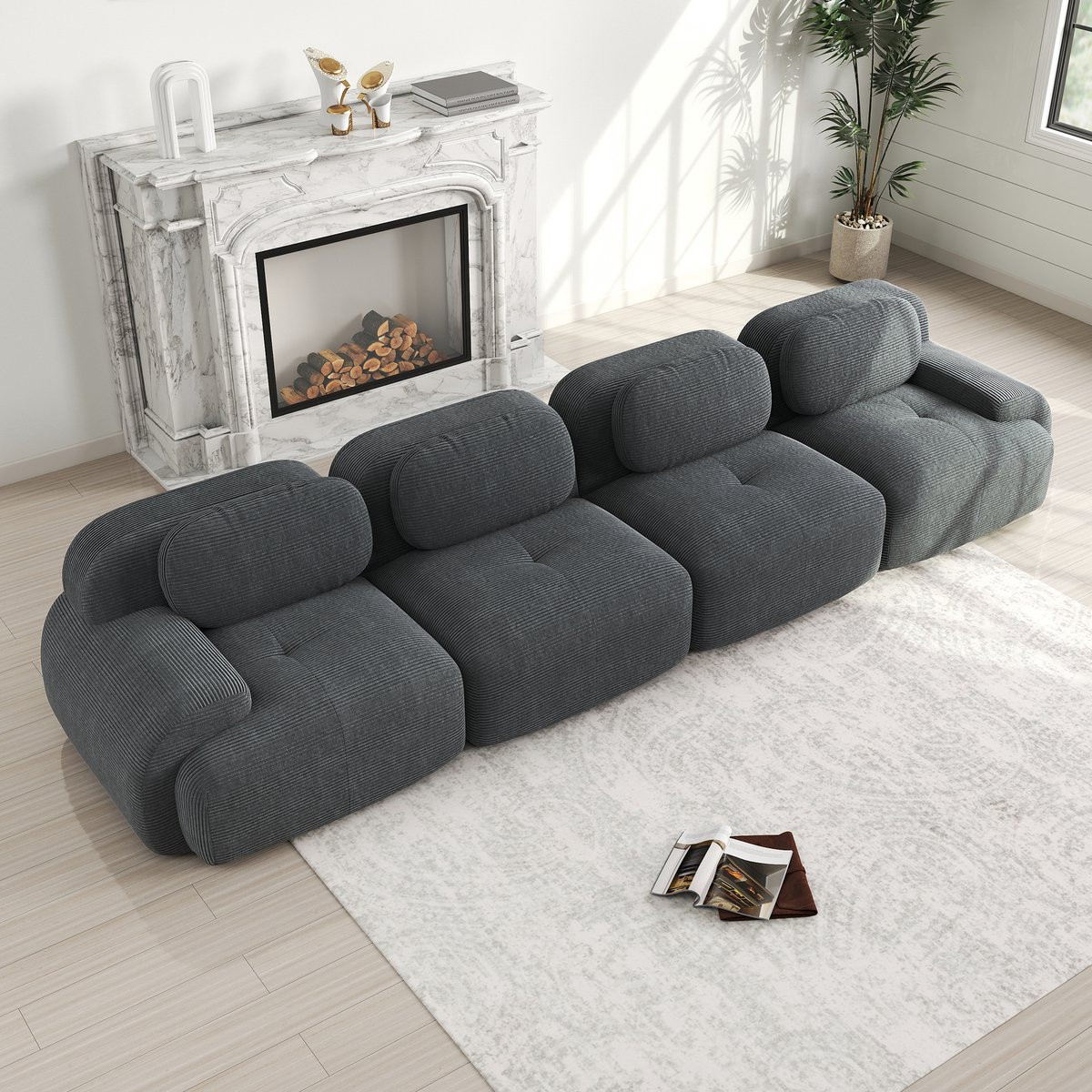 HAUSS SPOLE Modulaire Hoekbank 4-Zits - Corduroy Grijs