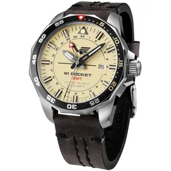 Vostok Europe NH34-225A713-LBBRN Herrenuhr Automatik GMT Rocket N1 Leder Braun