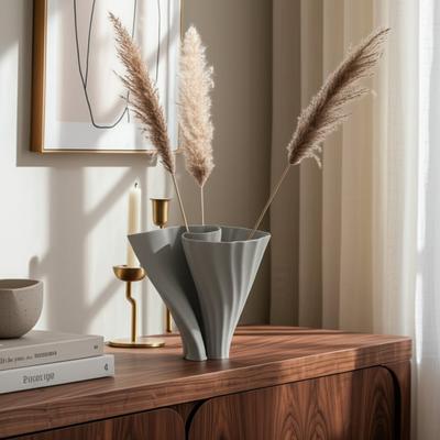 Sagebrook Home Stoneware Decorative Vase Modern Sculptural Elegant Curved Silhouette