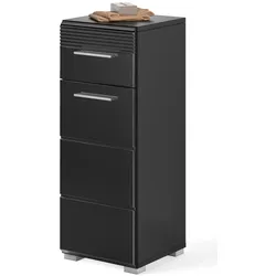 UNTERSCHRANK schwarz Hochglanz 30 cm, Badschrank mit Vollauszug