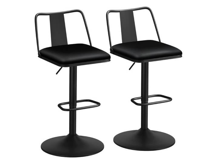 ALFORDSON 2x Tabourets de Bar Vérin à gaz Cuir Chaises Cuir Pivotant Gloria NOIR