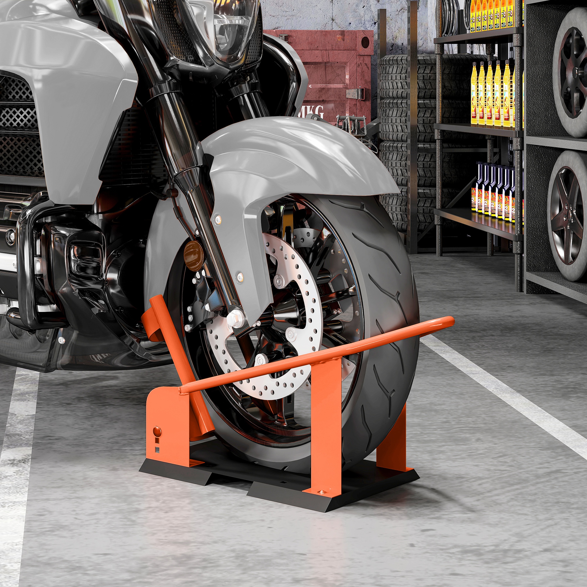 Homcom Cavalletto per moto 38,1-53,34 cm, 381-533,4 mm ruota anteriore, cavalletto regolabile portata 816,5 kg arancione   Aosom Italy