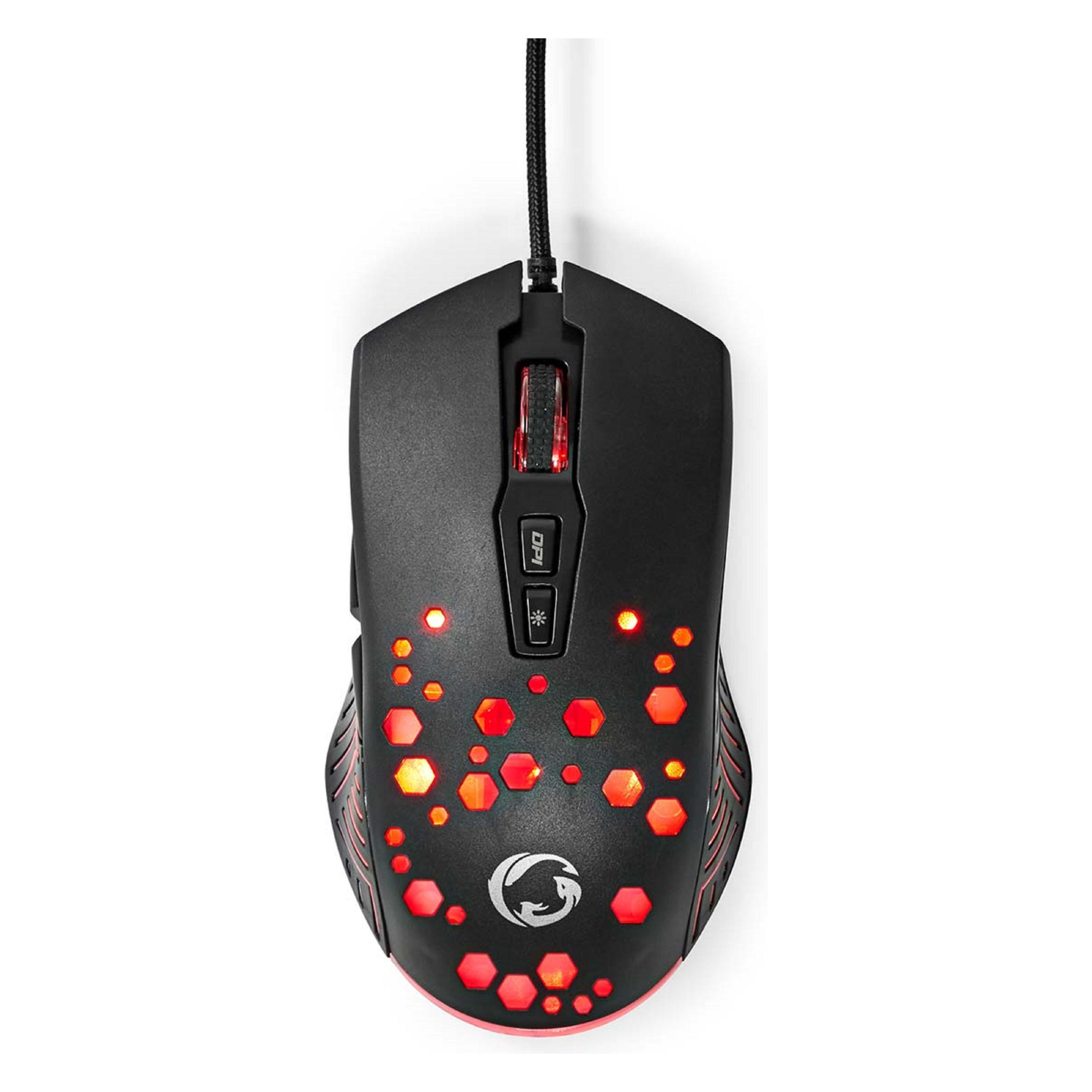 Nedis Gaming Mouse | Verdrahtet | 800 / 1200 / 2400 / 3200 / 4800 / 7200 dpi | Einstellbar DPI | Anz (Kabelgebunden) (GMWD410BK)