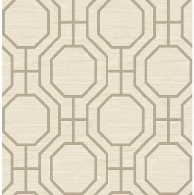 A-Street Prints Manor Taupe Geometric Trellis Wallpaper