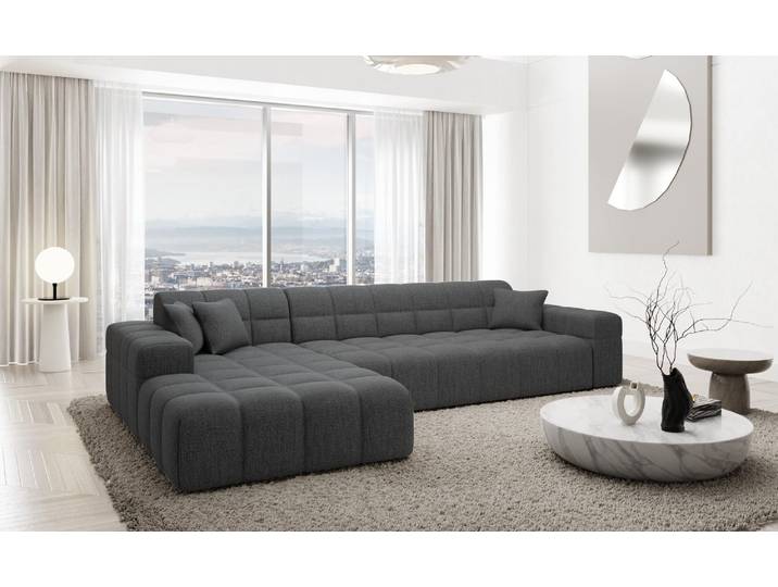 Couch Ibiza L-Form in Stoff Kurz
