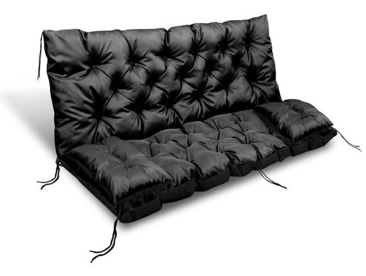 Coussin de jardin 180x60x50 cm + 2 coussins pour balancelle imperméable noir