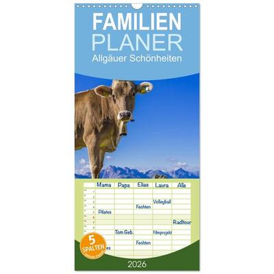 Familienplaner 2026 - Allgäuer Schönheiten Allgäu - Land der Kühe mit 5 Spalten (Wandkalender, 21 x 45 cm) CALVENDO