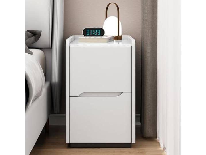 Nachttisch Klein 25cm 30cm 35cm Breit Nachtschränkchen Minimalistisch Modern Beistelltisch Mit Schublade Felsplatte Langlebig Und Leicht Zu Reinigen Nachtschrank Für Kleine Räume Und Schlafzimmer(Whit