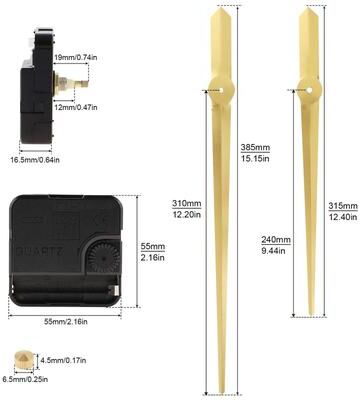 Uplift Picks Silent Quartz Clock Movement Battery Operated Replacement Mechanism 19mm (2 Hand Pointer A)