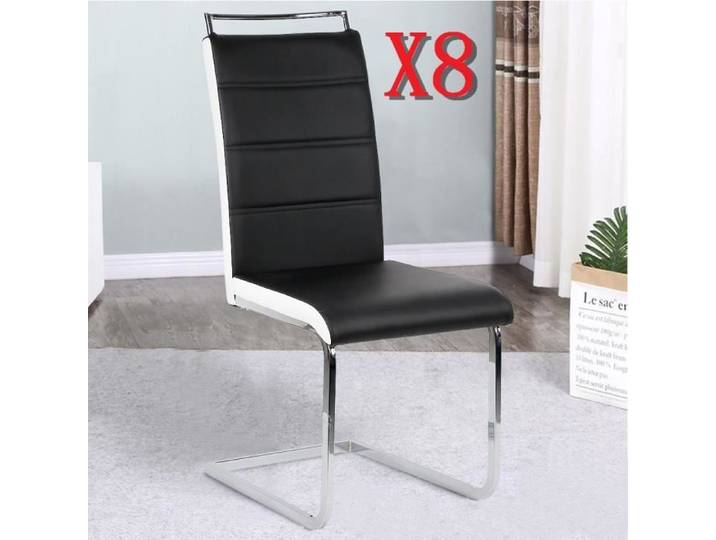 8X Chaise CUISINE Cantilever Chaise de Salle à Manger avec Assise rembourrée et piètement chromé