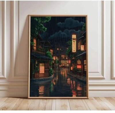 Uplifted Goods Architectural Japanese Heritage Wildlife Canvas Art c 15.75 X 23.62 In unframed