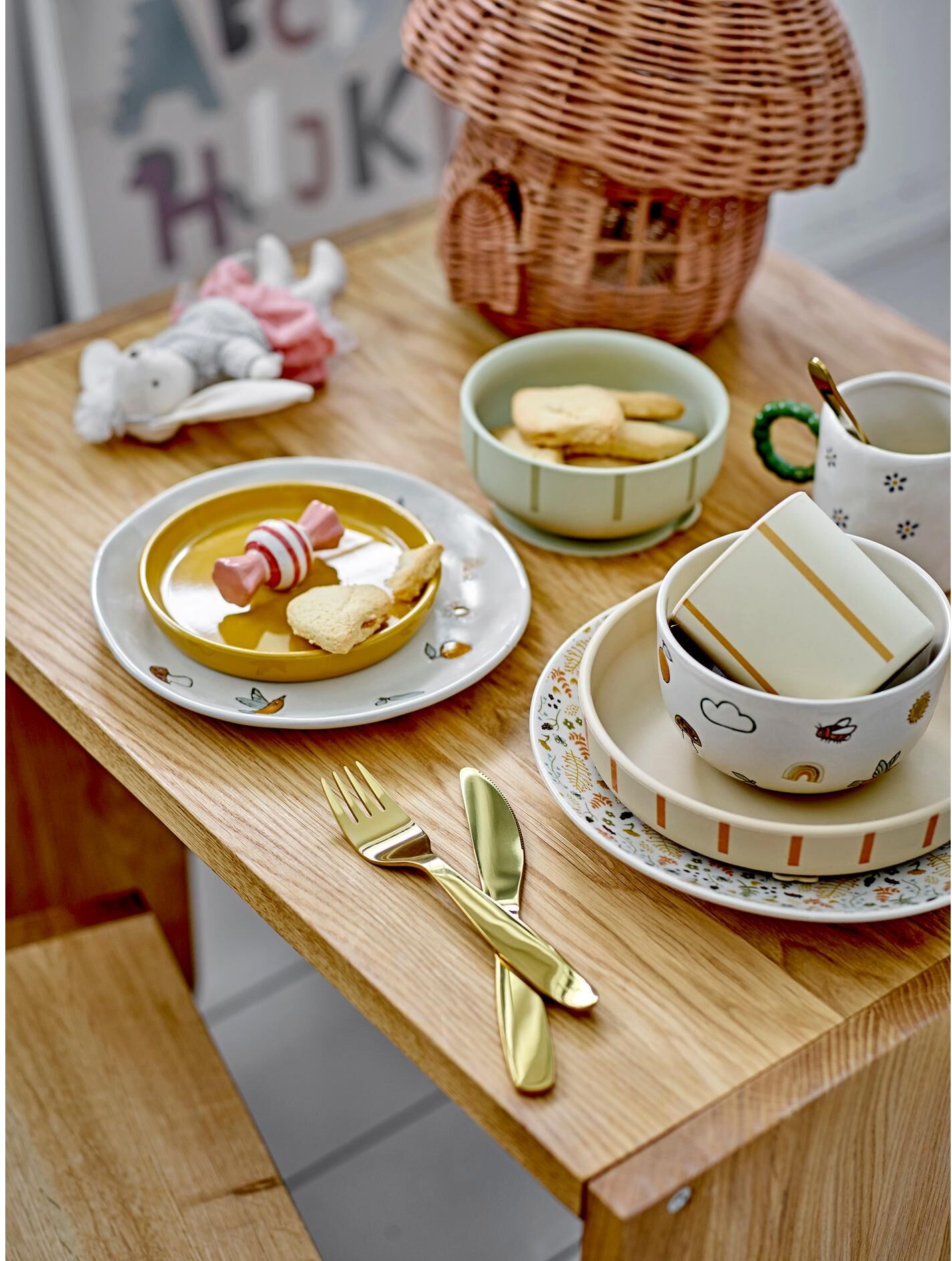 Kindergeschirr-Set BLOOMINGVILLE "Agnes 3er Set", Kinder, weiss (weiß), Steingut, Geschirr-Sets Kindergeschirr-Set weiß Einheitsgröße
