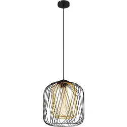 LED Pendelleuchte Hängelampe Wohnzimmerlampe Schwarz Metallgeflecht H 150 cm