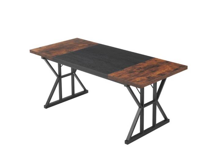 Bureau de Direction - DUOKU - 180 x 80 cm - Bois avec Structure Métallique - Capacité 68 kg - Noir et Marron