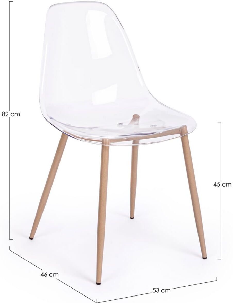 Bizzotto Set 2 chaises polycarbonate transparentes Transparent 46x82x53cm