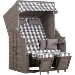 Strandkorb ca. 120x160x80 cm Grau/Karo