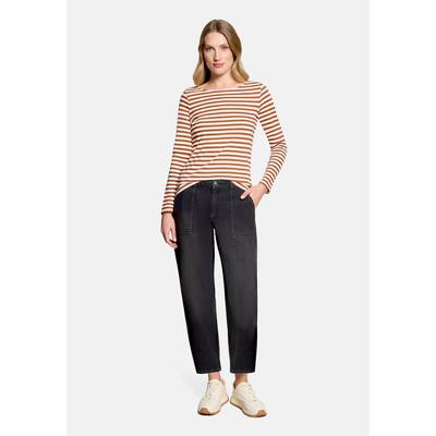 Kurzarmshirt BETTY & CO "Damen mit U-Boot-Ausschnitt", Damen, Gr. XL, braun (braun, cream), Obermaterial: 100% Baumwolle, figurumspielend normal, U-Boot-Ausschnitt, Shirts
