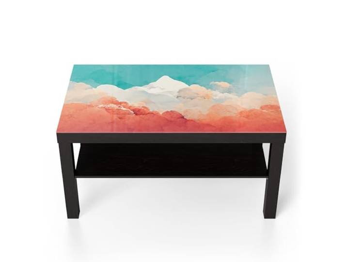 DEQORI Glastisch schwarz groß 90x50 cm Motiv Malerische Bergträume ausgefallener Beistelltisch aus Glas Hochglanz Couchtisch fürs Wohnzimmer moderner Couch Tisch mit Design