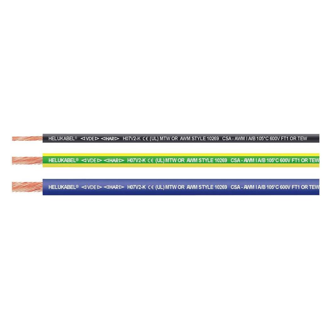 Helukabel Fivenorm H07V2-K, Kabel für mittlere Spannung, Blau, Polyvinylchlorid (PVC), Kup (100 m) (11019407-100)