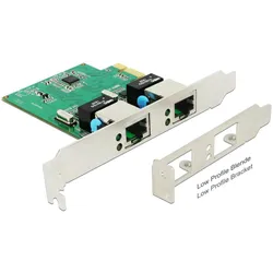Delock Netzwerkkarte 2 Ports, 1Gbps Realtek RTL8111H Chipsatz (Mini PCI Express), Netzwerkkarte, Grün
