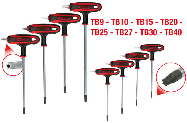 KS Tools ERGOTORQUEplus T-Handle TX-Angled socket wrench set, 8 piecesHole (151.8165)