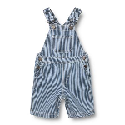 Jumpsuit WHEAT "WHEAT Overall Shorts Lykke", Mädchen, Gr. 86, blau (denim stripe), 100% Baumwolle (Bio), normal, Overalls Jumpsuit