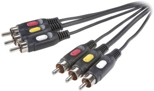 SpeaKa Professional Composite Cinch AV Anschlusskabel [3x Cinch-Stecker - 3x Cinch-Stecker] 2.00m Schwarz