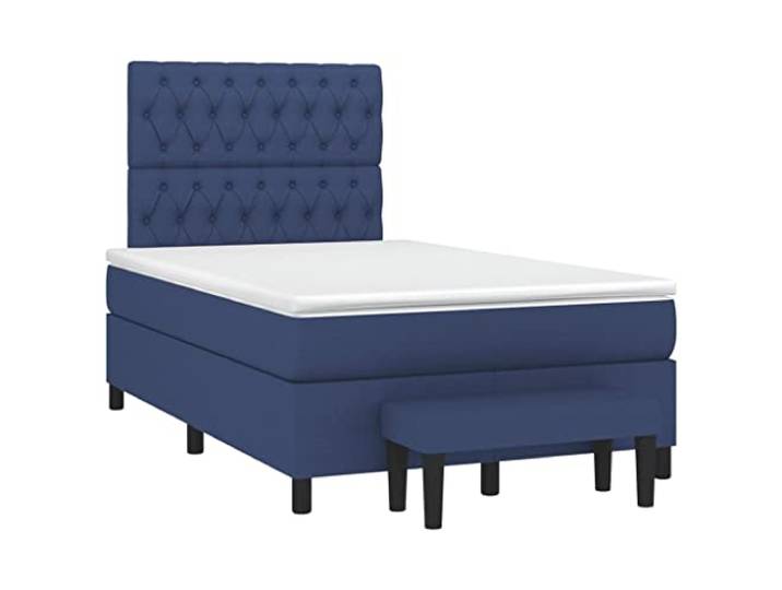 KKgypkn Boxspringbett mit Matratze Blau 120x190 cm Stoff, Taschenfederkernmatratze, höhenverstellbares Kopfteil, mittelharte Unterstützung, atmungsaktiv und langlebig