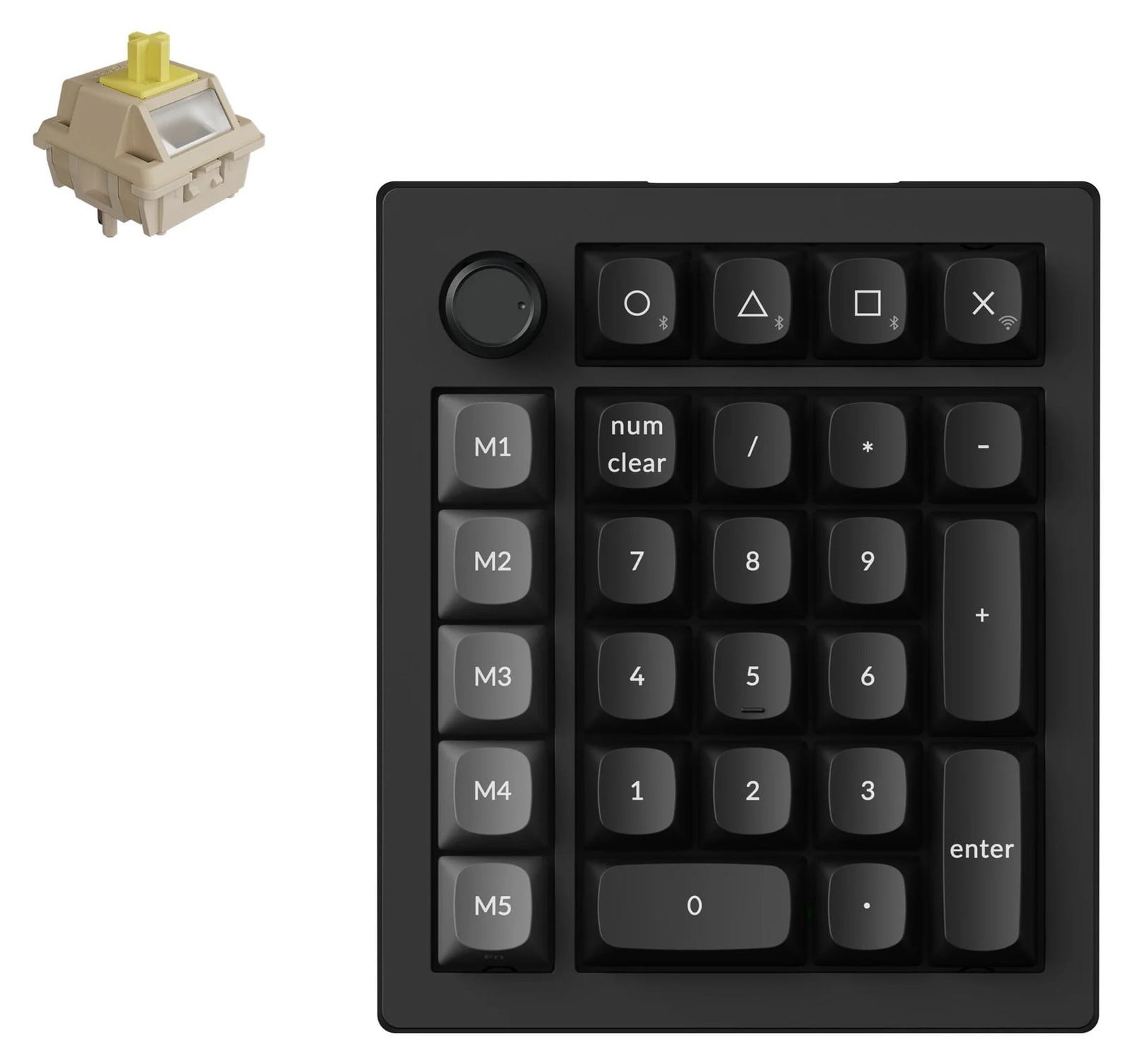 Keychron V0 Ultra 8K Draadloos Mechanisch Toetsenbord met Numpad, QWERTY US, Zwart, Keychron Silk POM Banana Switches