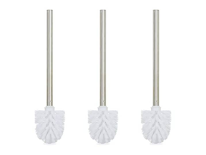 Relaxdays 6 x brosses de Toilettes\, brosses WC\, de Rechange\, tête Interchangeable\, Brosse INOX\, H x D 35 x 8 cm\, Blanche\, en Set
