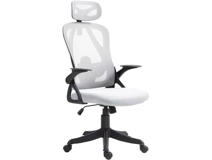 CLP Bürostuhl Taos I Ergonomischer Schreibtischstuhl mit Kopfstütze und Armlehnen I Höhenverstellbarer Drehstuhl Farbe grau