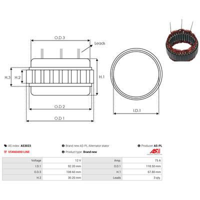 AS-PL Stator, Generator as3023