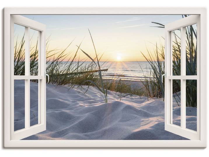Wandbild ARTLAND Ostseestrand durchs Fenster , beige (farbe bild(er): naturfarben), B:100cm H:70cm, Bilder, Wandbild, als Alubild, Leinwandbild, Poster, Wandaufkleber in verschied. Grössen