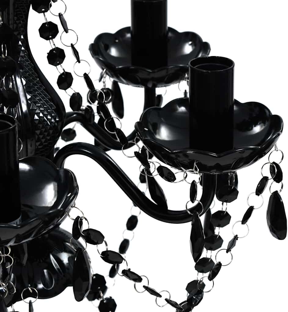 vidaXL Lustre avec 5 ampoules Crystal noir
