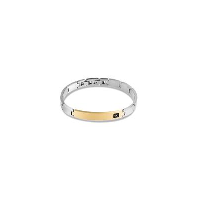 Gliederarmband CALVIN KLEIN "ARCHITECTURAL ID", gold (edelstahlfarben, gelbgoldfarben, schwarz), Armbänder, Herren, 20cm, Edelstahl, Gliederarmband, Emaille