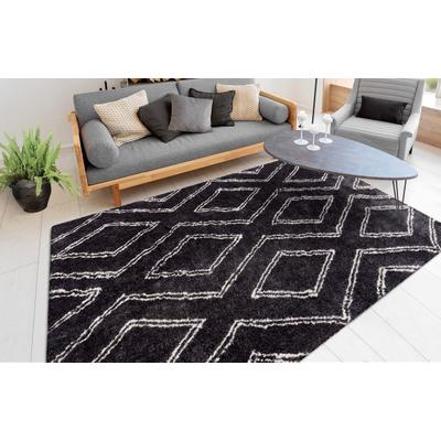 Teppich ME GUSTA "Orlando 225", grau (anthrazit), B:80cm H:27mm L:150cm, Polyester, Teppiche, Teppich, Weicher Hochflorteppich, dezent gestaltet,Fußbodenheizung geeignet