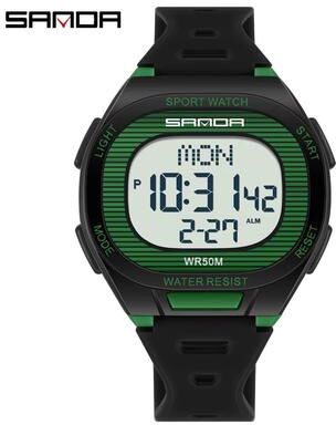 Inspired Finds SANDA 2195 Luxury Military Digital Sports Watch With LED Display And Dual Time black Green