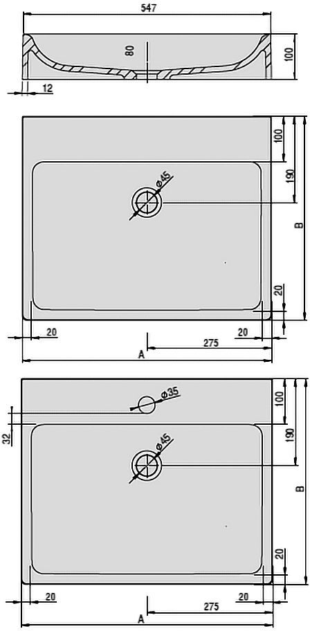 Hoesch Carta Aufsatzwaschtisch 60 x 50 cm mit Hahnloch, Badkeramik, 4437.010, weiß