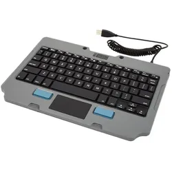 Gamber-Johnson 7160-1449-00, QWERTY, US Englisch, Touchpad, Gamber Johnson, Schwarz, Grau, Polycarbo (US, Kabelgebunden), Tastatur, Schwarz, Grau