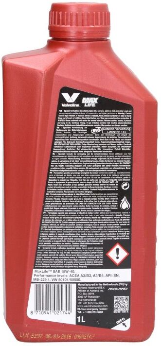 Motoröl VALVOLINE 908751 Maxlife 15W40 1L