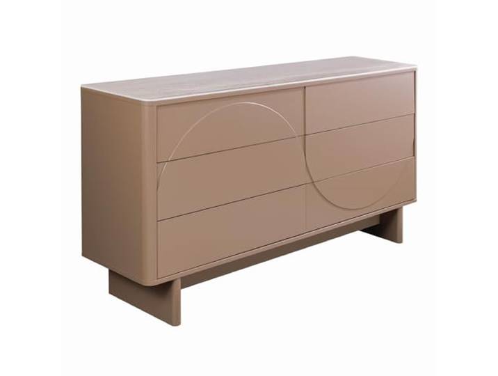 Riess Ambiente Sideboard Savoy - 150x82x40cm - beige Greige travertin 6 Schubladen, lackiert, hohe Belastbarkeit, edle Optik, pflegeleichte Oberfläche