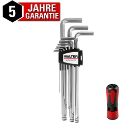 Walter Kugelkopf Stiftschlüssel Satz 11-teilig 1,5 - 10 mm 1 Griffstück